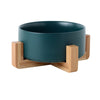 Solid Color Ceramic Bowls with Wooden Stands